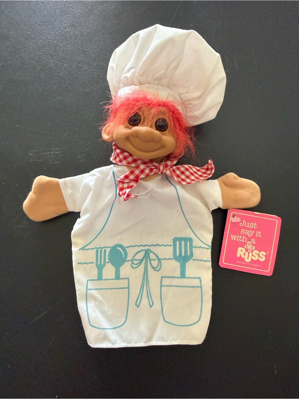 Russ Chef Troll Hand Puppet - White Apron with Red Hair